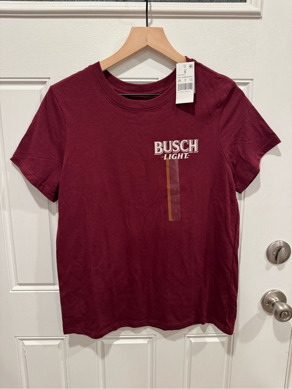 Busch Light Men's Short Sleeve Tee in Burgundy